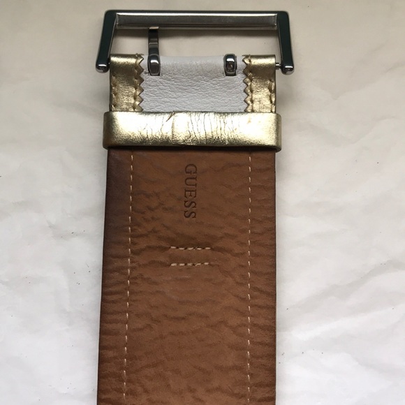 Guess Gold & white leather watch cuff bracelet - Picture 9 of 16